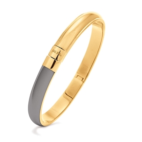 Style Candies Yellow Gold Plated Grey Enamel Thin Bangle Bracelet-